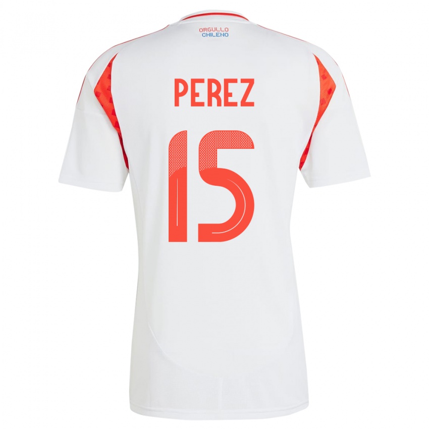 Hombre Camiseta Chile Ignacio Pérez #15 Blanco 2ª Equipación 24-26 La Camisa México