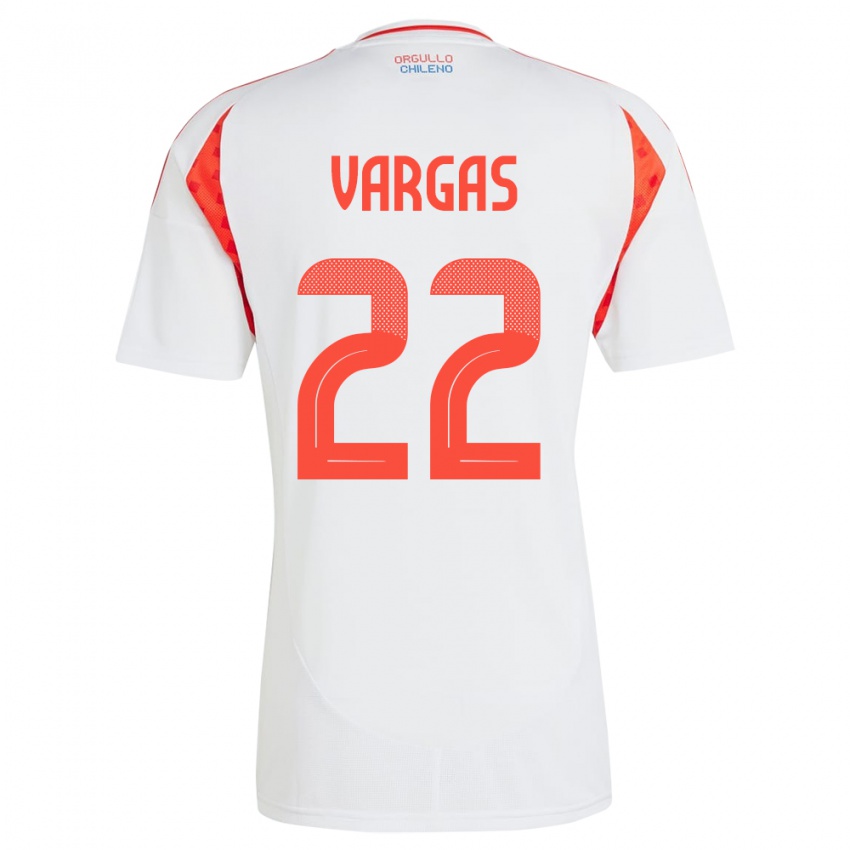 Hombre Camiseta Chile Diego Vargas #22 Blanco 2ª Equipación 24-26 La Camisa México