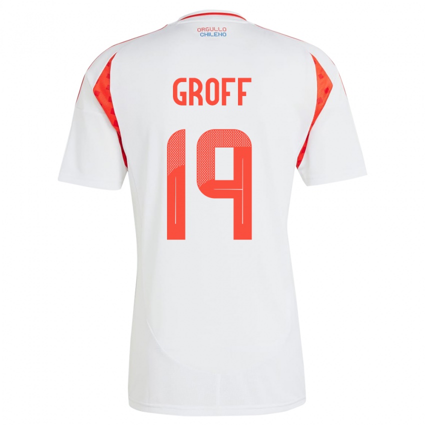 Hombre Camiseta Chile Llanka Groff #19 Blanco 2ª Equipación 24-26 La Camisa México