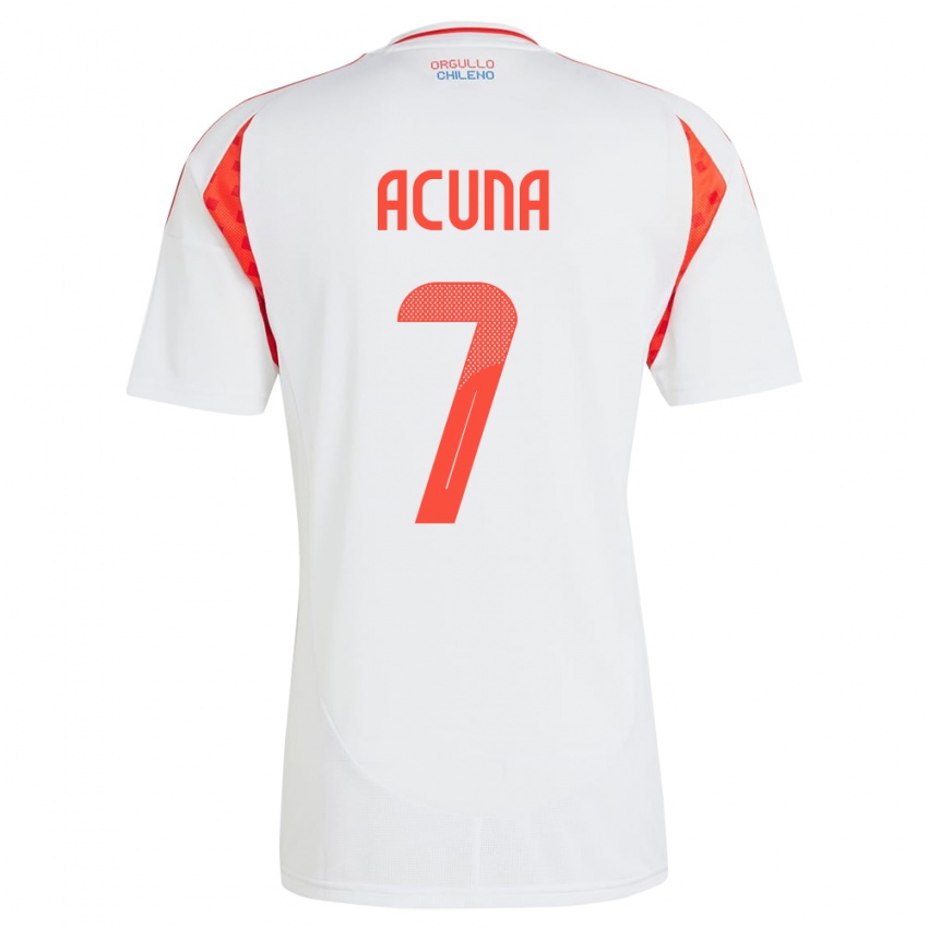 Hombre Camiseta Chile Yenny Acuña #7 Blanco 2ª Equipación 24-26 La Camisa México