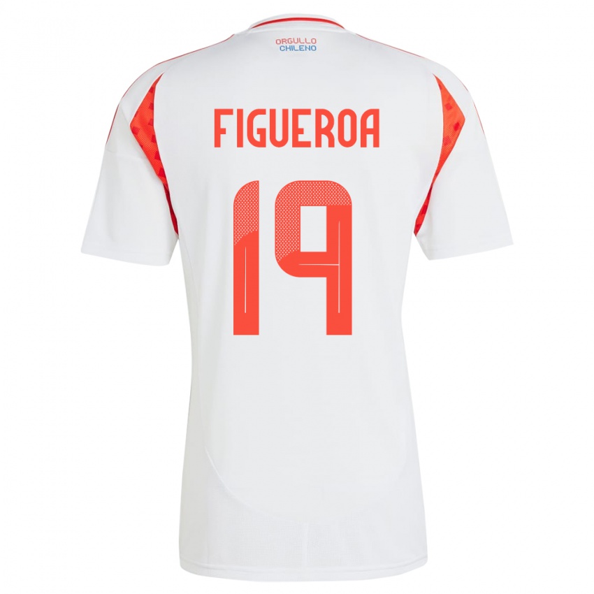 Hombre Camiseta Chile Catalina Figueroa #19 Blanco 2ª Equipación 24-26 La Camisa México