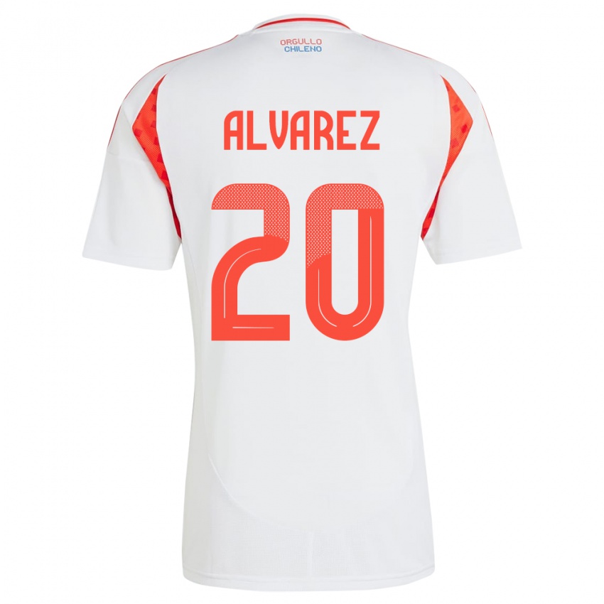 Hombre Camiseta Chile Anaís Álvarez #20 Blanco 2ª Equipación 24-26 La Camisa México
