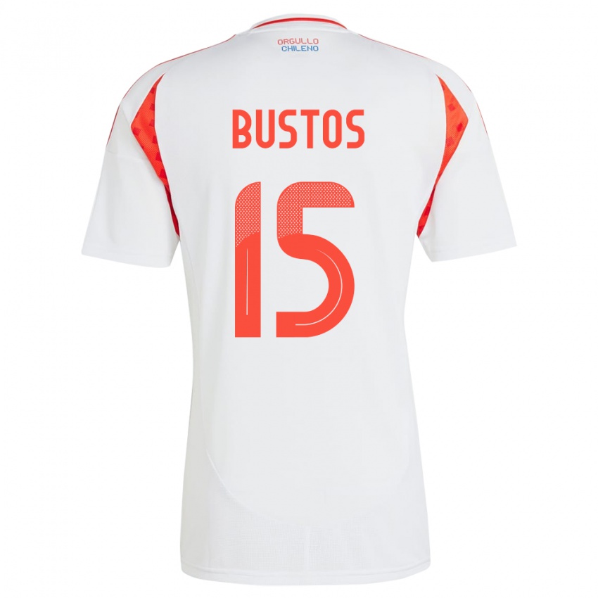 Hombre Camiseta Chile Melissa Bustos #15 Blanco 2ª Equipación 24-26 La Camisa México