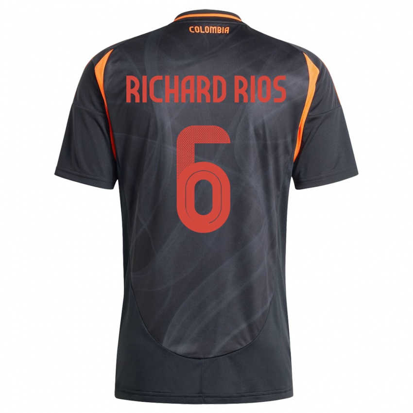Hombre Camiseta Colombia Richard Ríos #6 Negro 2ª Equipación 24-26 La Camisa México