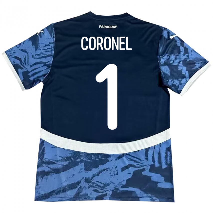 Hombre Camiseta Paraguay Carlos Coronel #1 Azul 2ª Equipación 24-26 La Camisa México