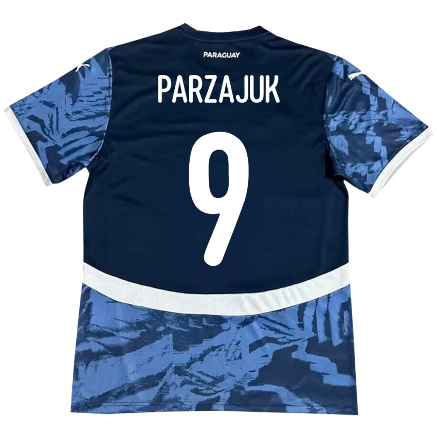 Hombre Camiseta Paraguay Kevin Parzajuk #9 Azul 2ª Equipación 24-26 La Camisa México