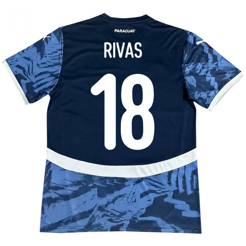 Hombre Camiseta Paraguay Daniel Rivas #18 Azul 2ª Equipación 24-26 La Camisa México