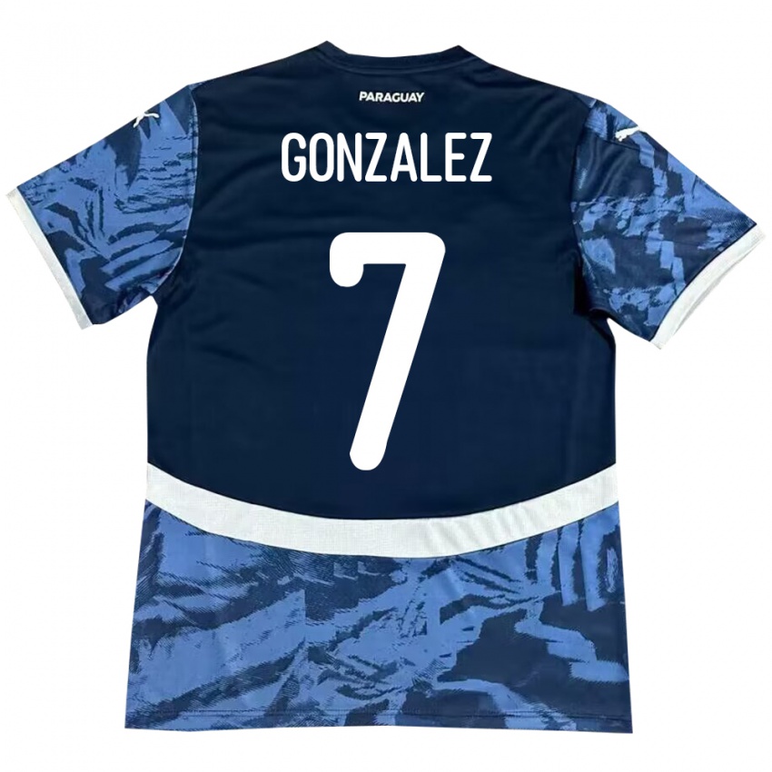 Hombre Camiseta Paraguay Diego González #7 Azul 2ª Equipación 24-26 La Camisa México