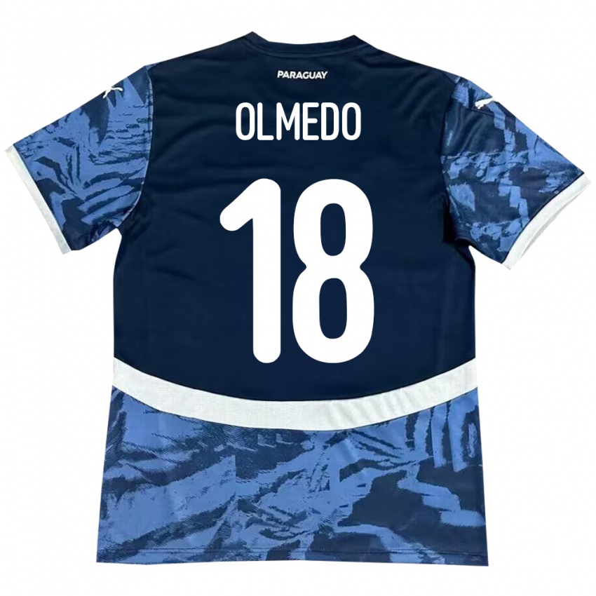 Hombre Camiseta Paraguay Cesar Olmedo #18 Azul 2ª Equipación 24-26 La Camisa México