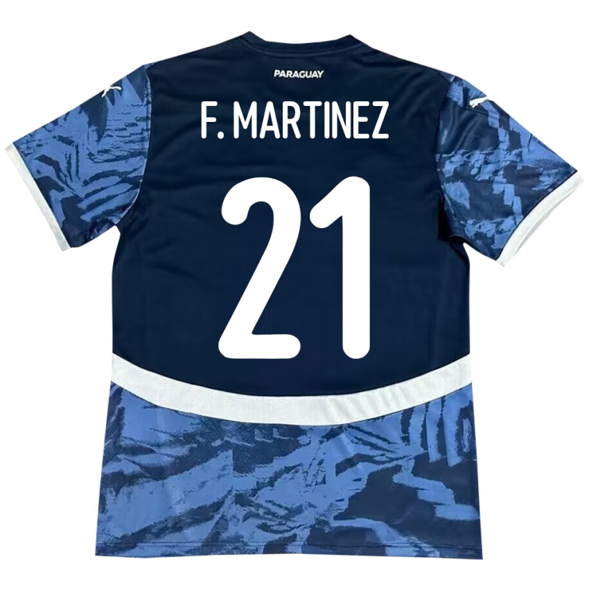 Hombre Camiseta Paraguay Fiorela Martínez #21 Azul 2ª Equipación 24-26 La Camisa México
