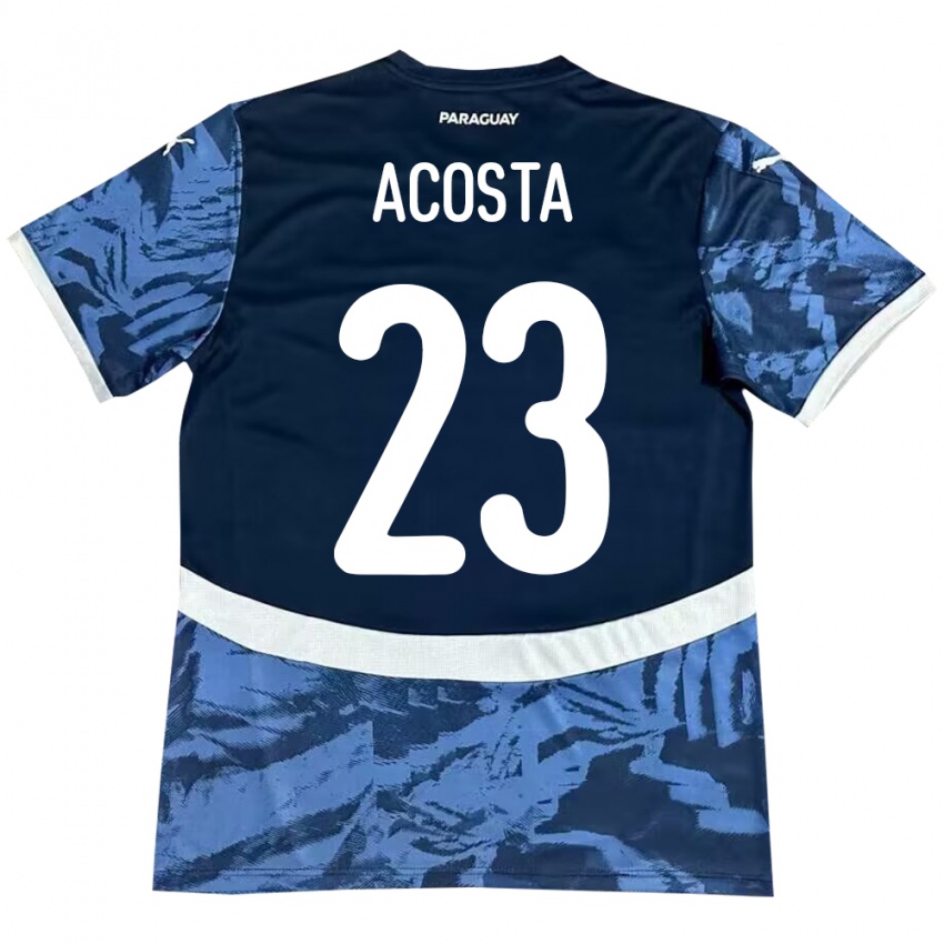 Hombre Camiseta Paraguay Fátima Acosta #23 Azul 2ª Equipación 24-26 La Camisa México