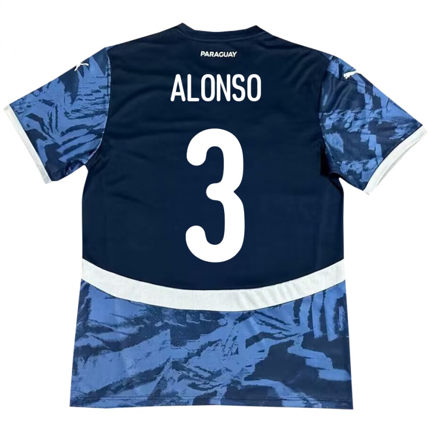 Hombre Camiseta Paraguay Lorena Alonso #3 Azul 2ª Equipación 24-26 La Camisa México