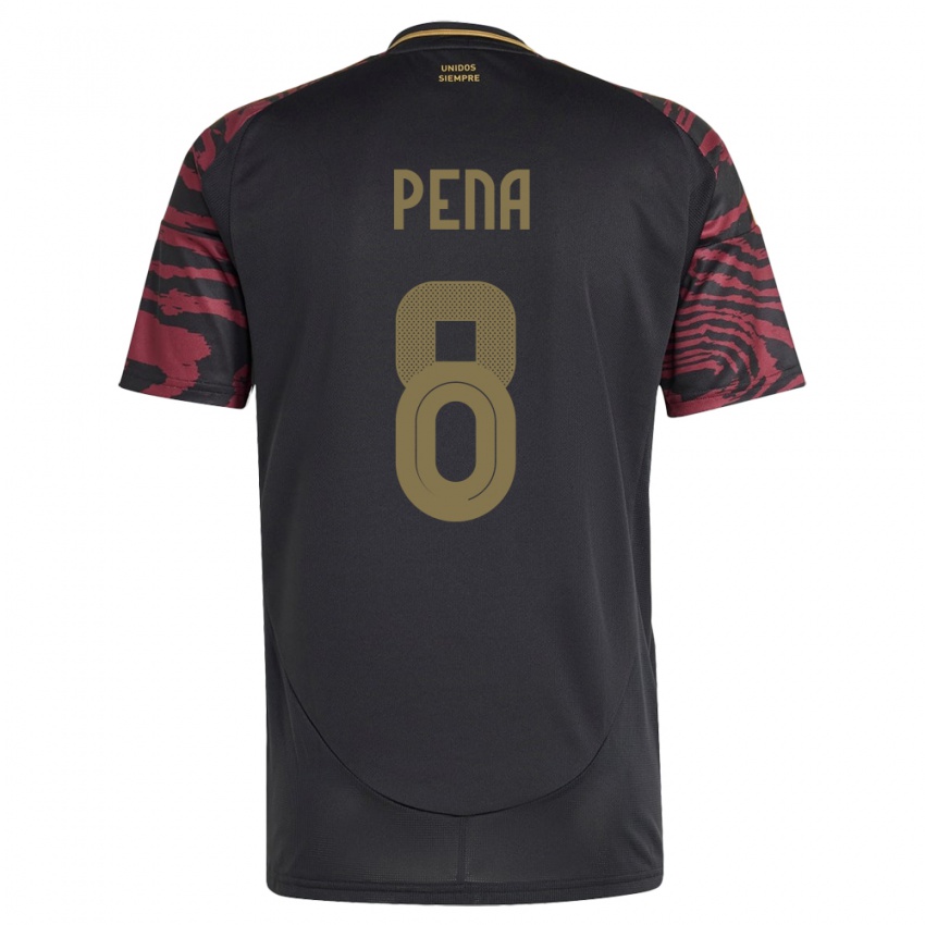 Hombre Camiseta Perú Sergio Peña #8 Negro 2ª Equipación 24-26 La Camisa México