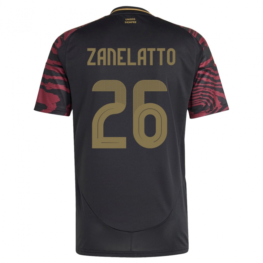 Hombre Camiseta Perú Franco Zanelatto #26 Negro 2ª Equipación 24-26 La Camisa México