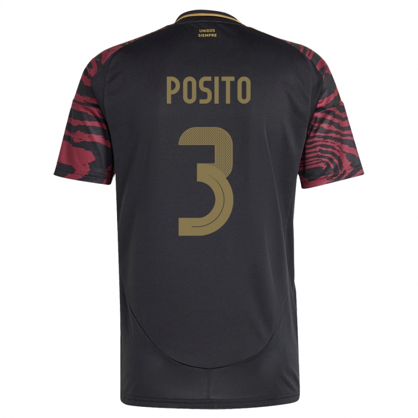 Hombre Camiseta Perú Alejandro Pósito #3 Negro 2ª Equipación 24-26 La Camisa México