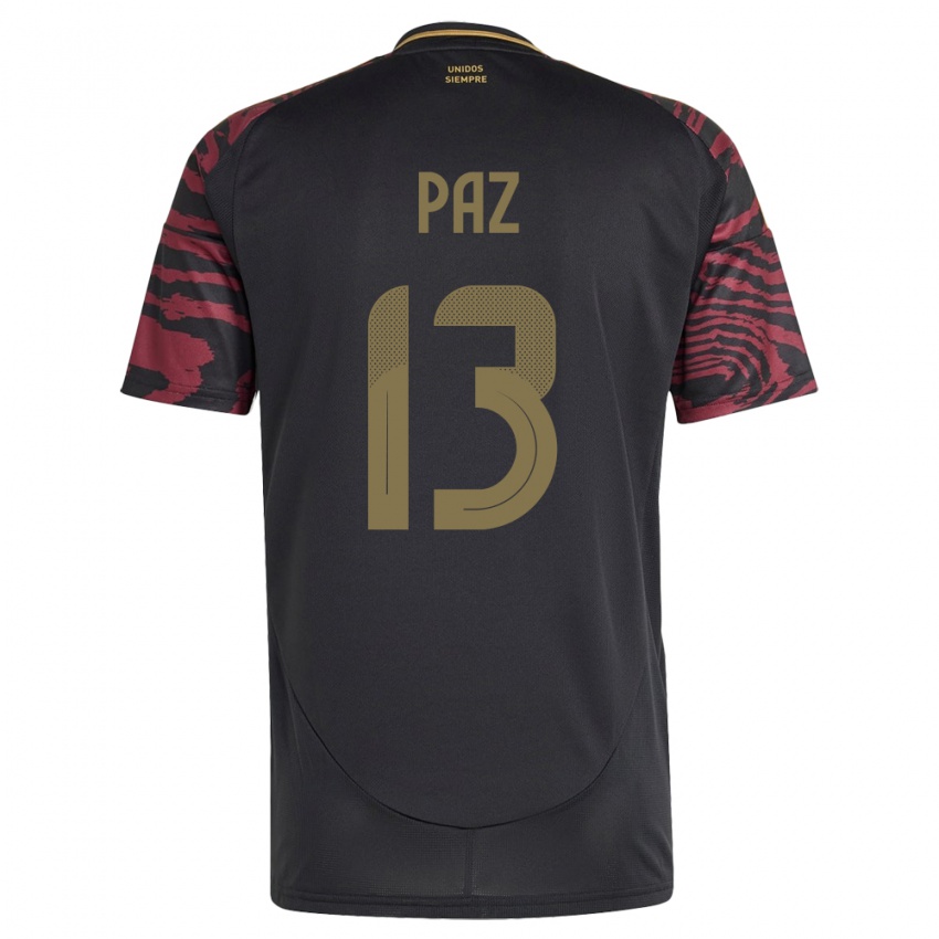 Hombre Camiseta Perú Braidy Paz #13 Negro 2ª Equipación 24-26 La Camisa México