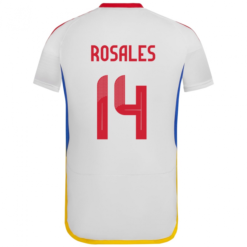 Hombre Camiseta Venezuela Roberto Rosales #14 Blanco 2ª Equipación 24-26 La Camisa México