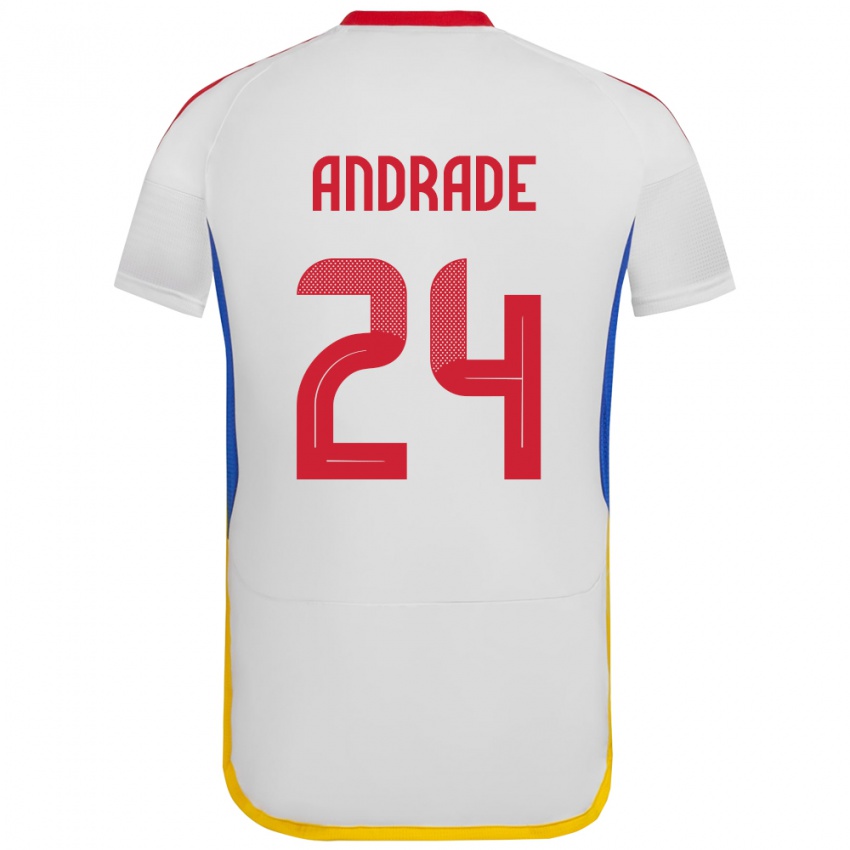 Hombre Camiseta Venezuela Kervin Andrade #24 Blanco 2ª Equipación 24-26 La Camisa México