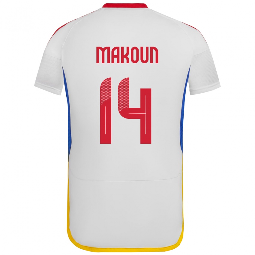 Hombre Camiseta Venezuela Christian Makoun #14 Blanco 2ª Equipación 24-26 La Camisa México