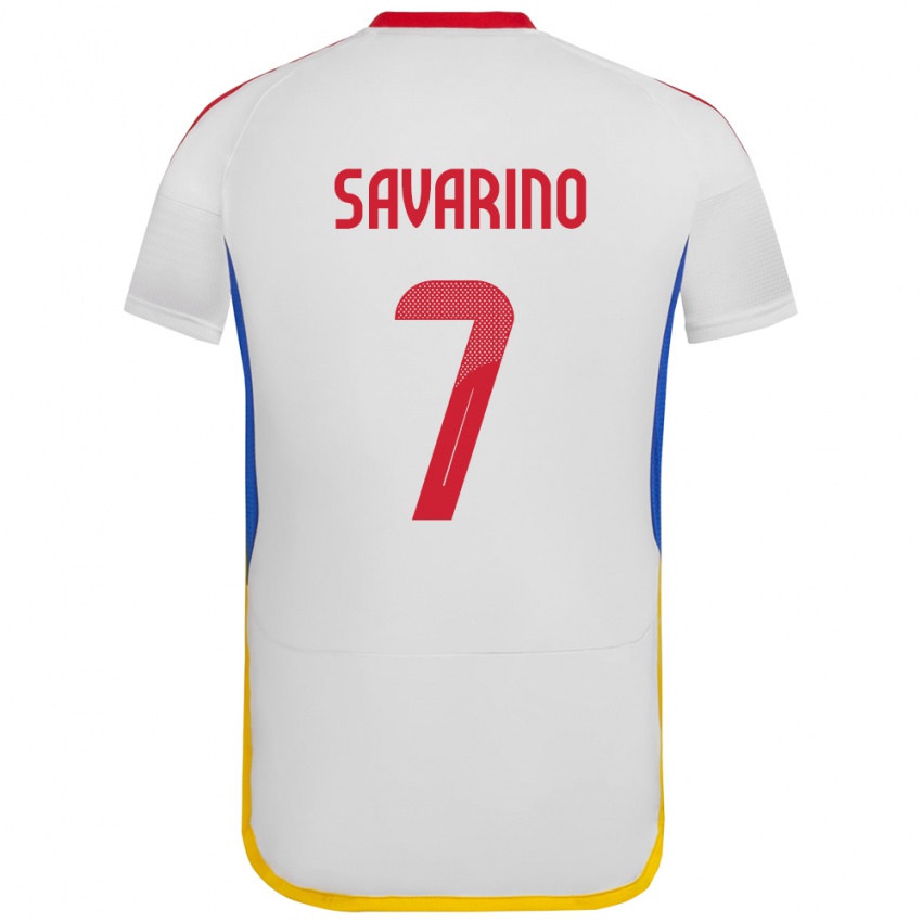 Hombre Camiseta Venezuela Jefferson Savarino #7 Blanco 2ª Equipación 24-26 La Camisa México