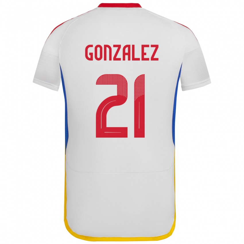 Hombre Camiseta Venezuela Alexander González #21 Blanco 2ª Equipación 24-26 La Camisa México