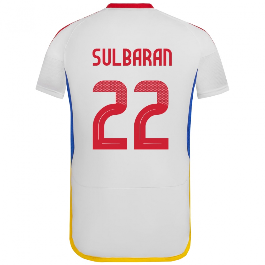 Hombre Camiseta Venezuela Manuel Sulbarán #22 Blanco 2ª Equipación 24-26 La Camisa México