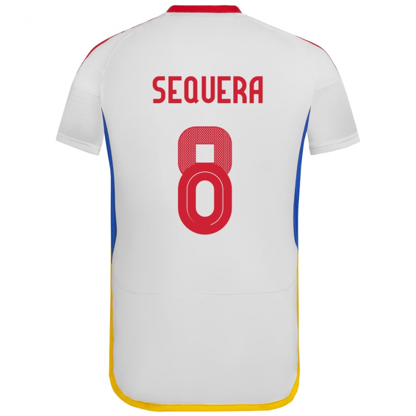 Hombre Camiseta Venezuela Giovanny Sequera #8 Blanco 2ª Equipación 24-26 La Camisa México