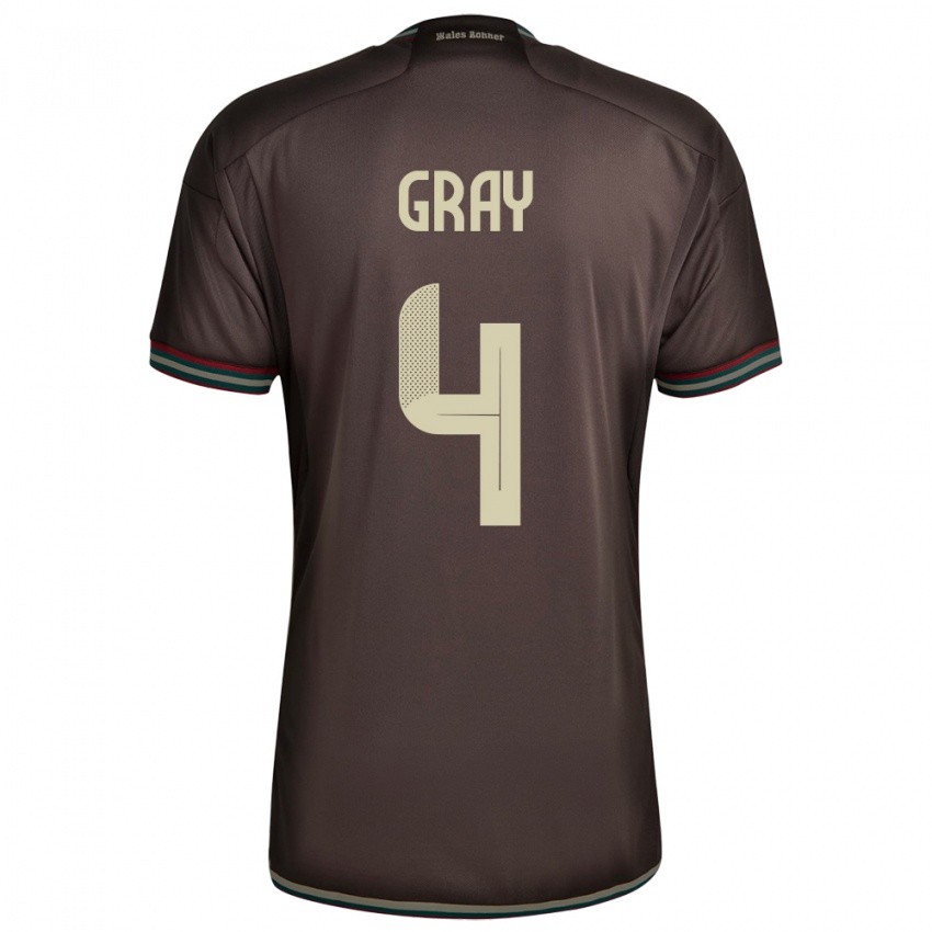 Hombre Camiseta Jamaica Tayvon Gray #4 Marrón Noche 2ª Equipación 24-26 La Camisa México