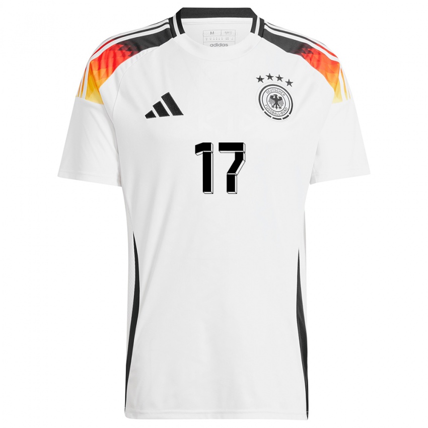 Mujer Camiseta Alemania Jan Thielmann #17 Blanco 1ª Equipación 24-26 La Camisa México