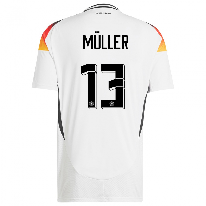 Mujer Camiseta Alemania Thomas Muller #13 Blanco 1ª Equipación 24-26 La Camisa México