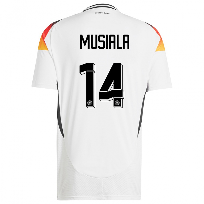 Mujer Camiseta Alemania Jamal Musiala #14 Blanco 1ª Equipación 24-26 La Camisa México