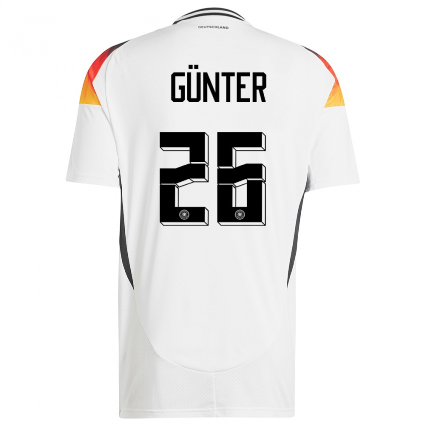 Mujer Camiseta Alemania Christian Günter #26 Blanco 1ª Equipación 24-26 La Camisa México