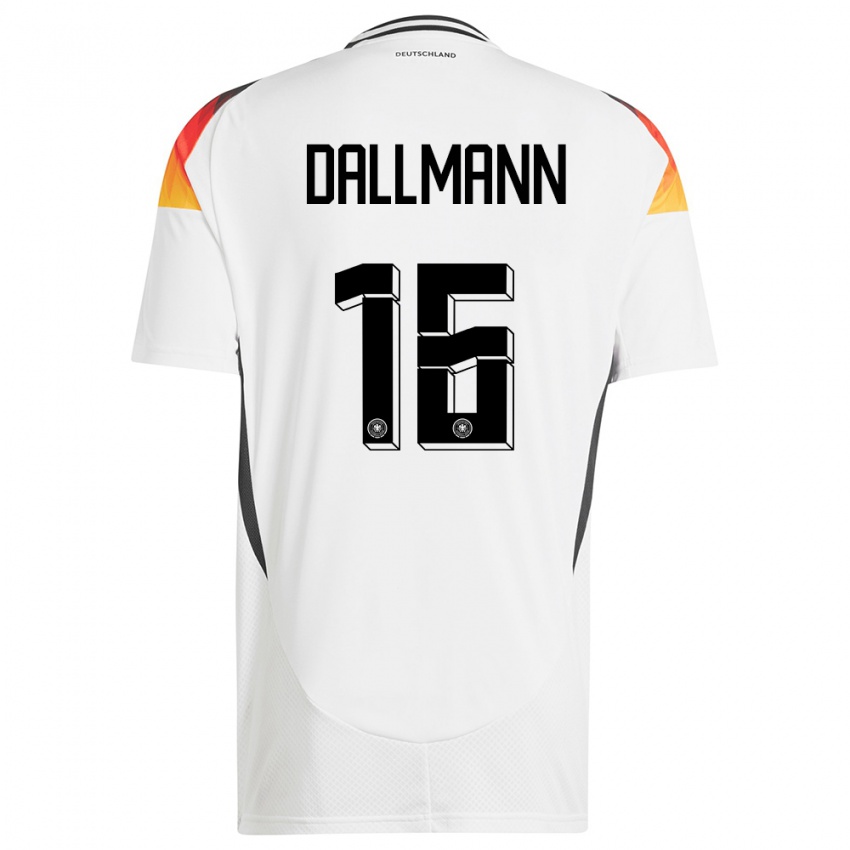 Mujer Camiseta Alemania Linda Dallmann #16 Blanco 1ª Equipación 24-26 La Camisa México