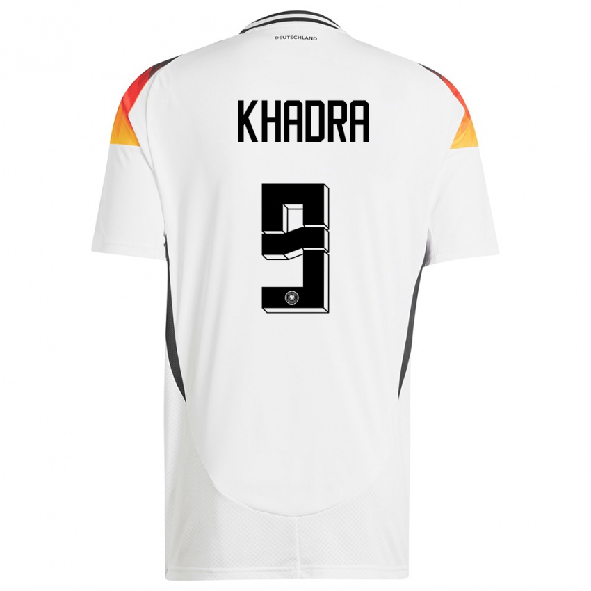 Mujer Camiseta Alemania Reda Khadra #9 Blanco 1ª Equipación 24-26 La Camisa México