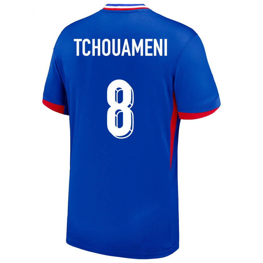 Mujer Camiseta Francia Aurelien Tchouameni #8 Azul 1ª Equipación 24-26 La Camisa México