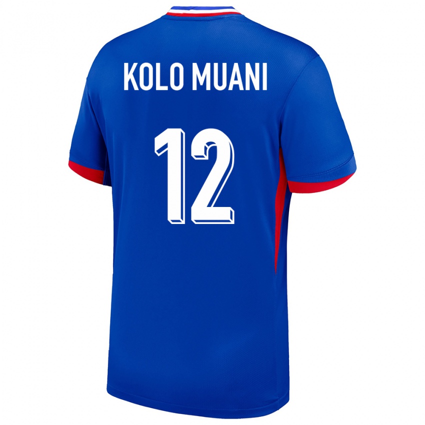 Mujer Camiseta Francia Randal Kolo Muani #12 Azul 1ª Equipación 24-26 La Camisa México