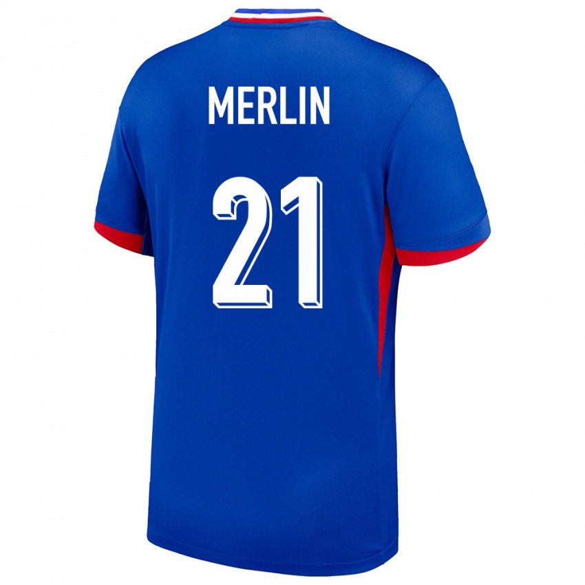 Mujer Camiseta Francia Quentin Merlin #21 Azul 1ª Equipación 24-26 La Camisa México