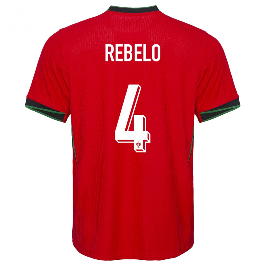 Mujer Camiseta Portugal Silvia Rebelo #4 Rojo 1ª Equipación 24-26 La Camisa México