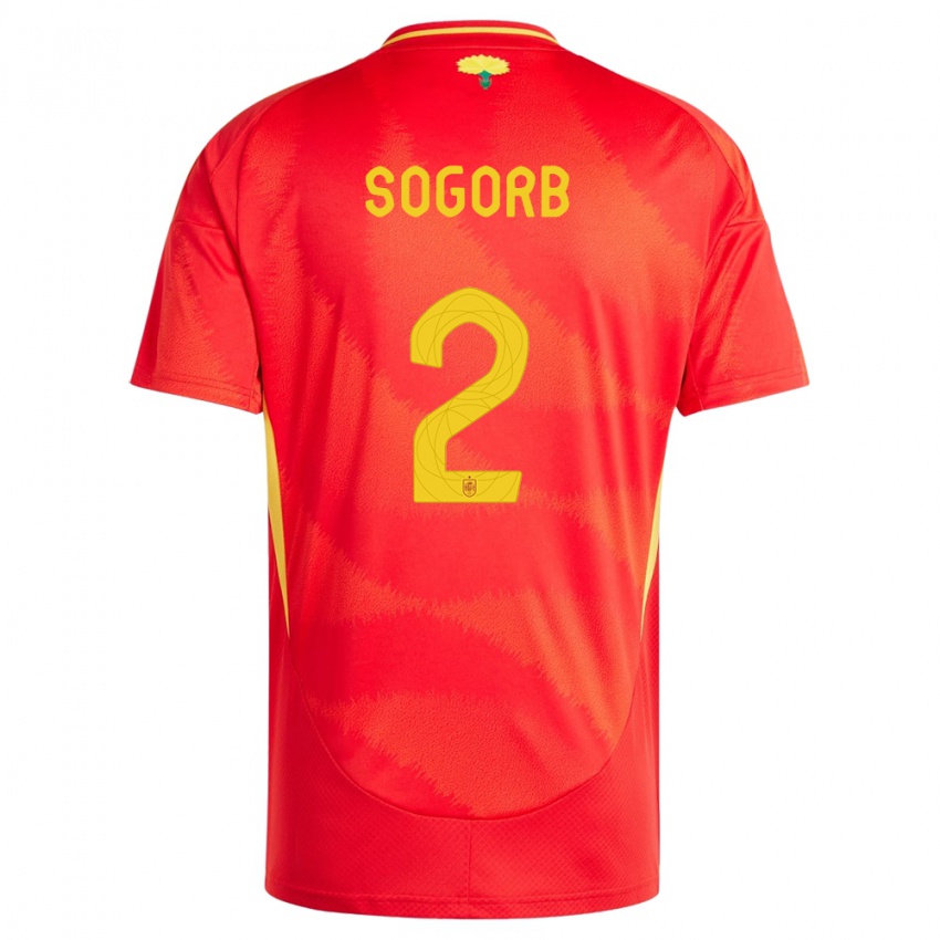 Mujer Camiseta España Carles Sogorb #2 Rojo 1ª Equipación 24-26 La Camisa México