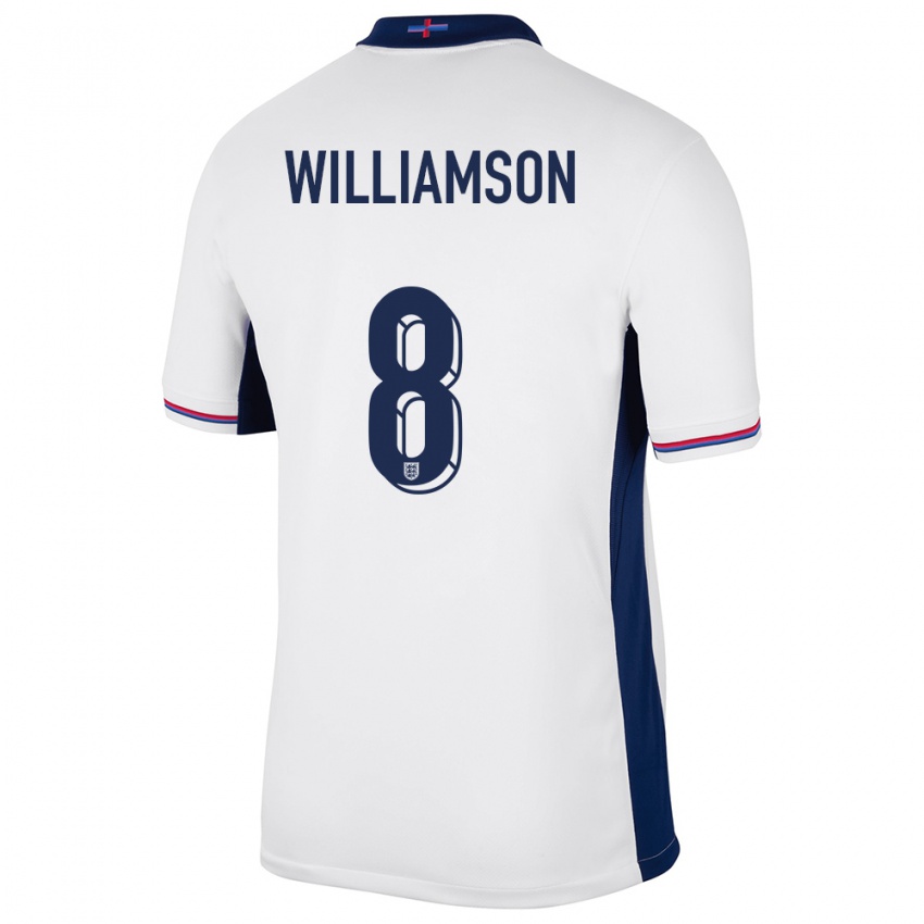 Mujer Camiseta Inglaterra Leah Williamson #8 Blanco 1ª Equipación 24-26 La Camisa México