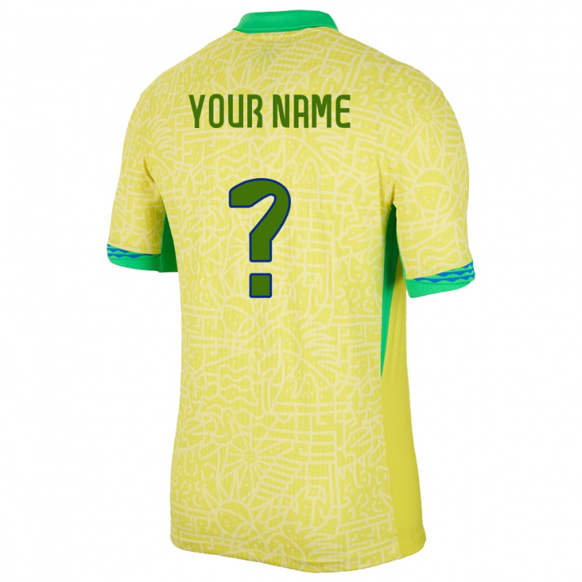 Mujer Camiseta Brasil Su Nombre #0 Amarillo 1ª Equipación 24-26 La Camisa México