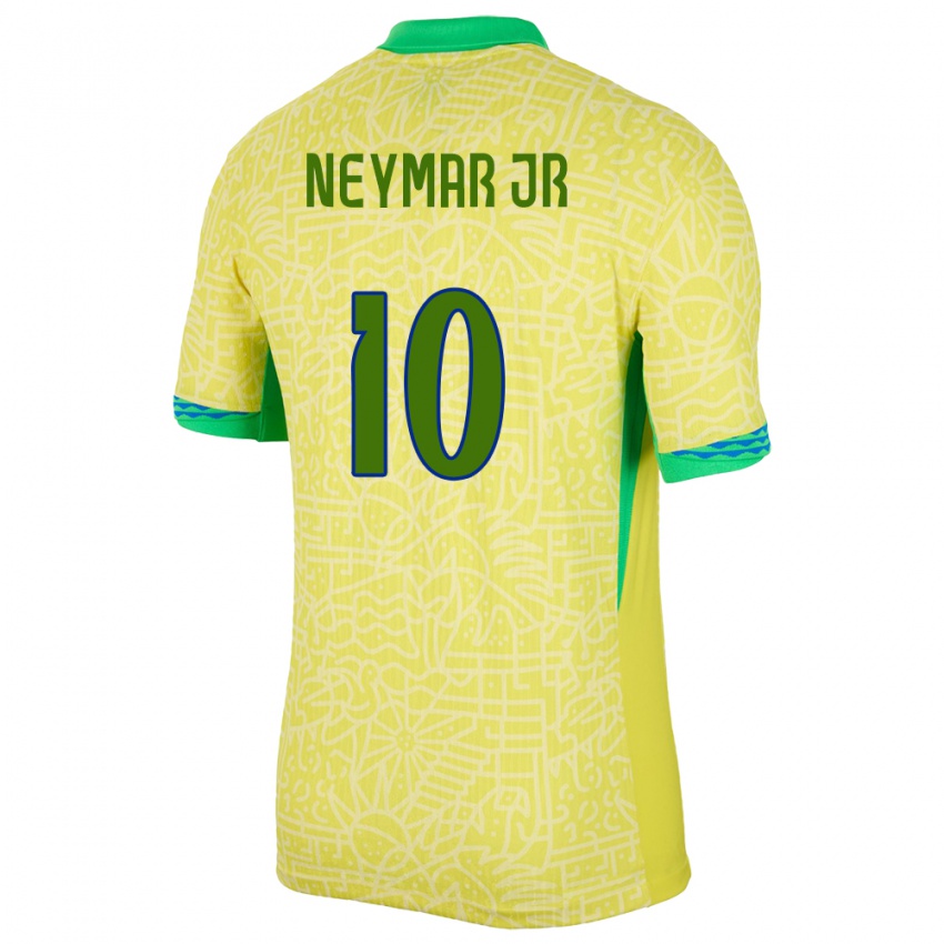Mujer Camiseta Brasil Neymar #10 Amarillo 1ª Equipación 24-26 La Camisa México