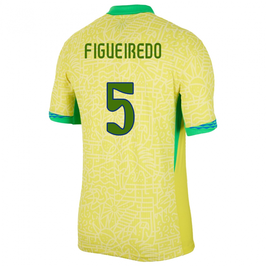 Mujer Camiseta Brasil Vitor Figueiredo #5 Amarillo 1ª Equipación 24-26 La Camisa México