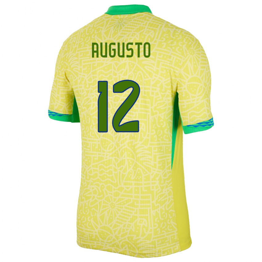 Mujer Camiseta Brasil Cesar Augusto #12 Amarillo 1ª Equipación 24-26 La Camisa México