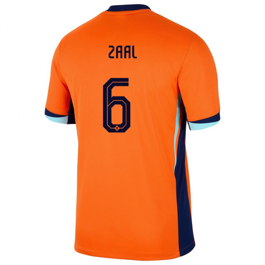 Mujer Camiseta Países Bajos Timo Zaal #6 Naranja 1ª Equipación 24-26 La Camisa México