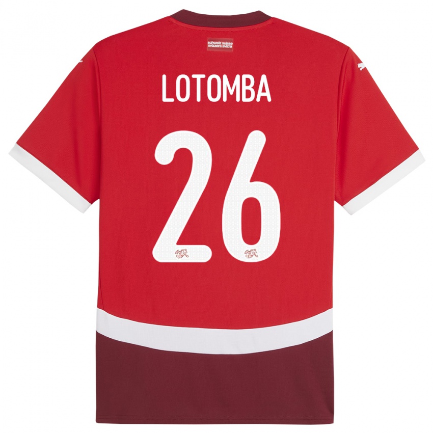 Mujer Camiseta Suiza Jordan Lotomba #26 Rojo 1ª Equipación 24-26 La Camisa México