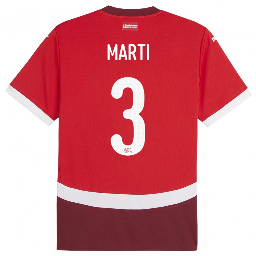 Mujer Camiseta Suiza Lara Marti #3 Rojo 1ª Equipación 24-26 La Camisa México