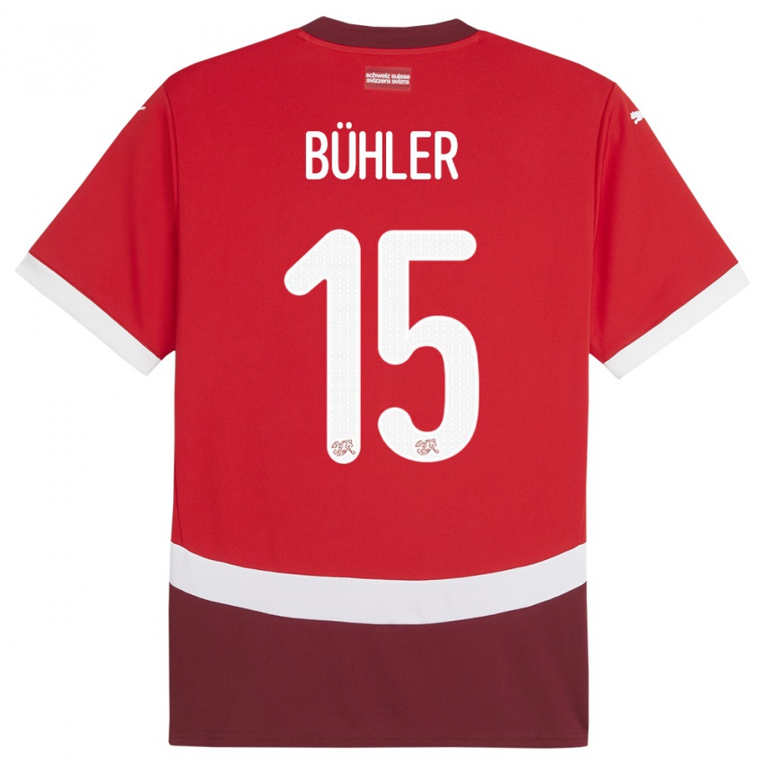 Mujer Camiseta Suiza Luana Buhler #15 Rojo 1ª Equipación 24-26 La Camisa México