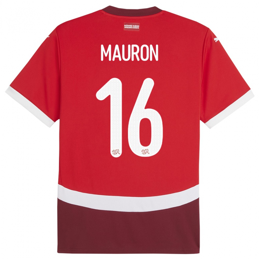 Mujer Camiseta Suiza Sandrine Mauron #16 Rojo 1ª Equipación 24-26 La Camisa México