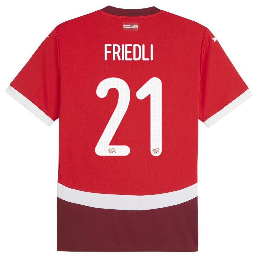 Mujer Camiseta Suiza Seraina Friedli #21 Rojo 1ª Equipación 24-26 La Camisa México